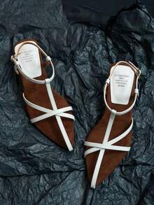 Giày sandal cao gót đế xuồng mũi nhọn bằng da Pháp, kiểu dáng tối giản, thanh lịch dành cho nữ, bộ sưu tập Xuân/Hè 2025 [Khoảng cách giữa các ngón chân khoảng 3.2CM-3.6CM sau khi mang]. - Màu be - Xem 4