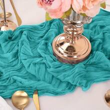 1pc Teal Green Macrame Table Runner, Farmhouse Spring Table Cloth (Approx. 90*400cm), Boho Home Decor, Suitable For Wedding, Baby Shower, Birthday Party