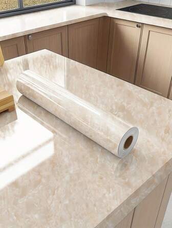 Marble Contact Paper For Countertops – Peel & Stick Self-Adhesive Vinyl – Beige Marble Wallpaper For Kitchen, Furniture, Tabletop