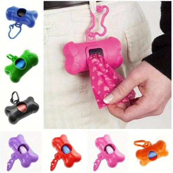 1-5PCS Colorful Bone Shaped Dog Poop Bag Dispenser, Portable Pet Poop Holder, Suitable For Outdoor Walking And Training (Random Colors)