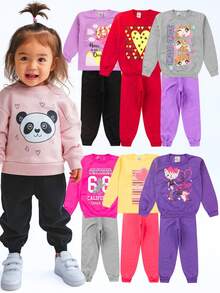 4-Piece Sweatshirt Kit For Girls Winter 2 Blouses + 2 Trousers Children's Set For Girls Ready For Delivery - Nhiều màu - Xem 11