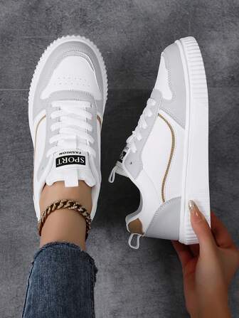 低帮女士休闲鞋运动鞋女士滑板鞋女运动鞋百搭时尚系带设计轻质 EVA 鞋底