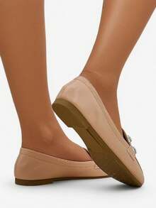 Women's Moccasins With Rhinestones - Beige - View 3