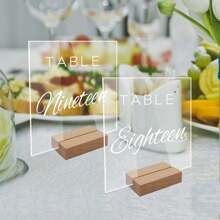 5/10pcs Acrylic Display Panels With Wooden Stands, Scratch-Resistant, Smooth Edges, Other Plastic Materials, Suitable For DIY Table Signs, Weddings, Events & Decor
