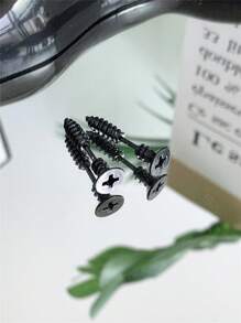 2pcs/1 Pair Stainless Steel Piercing Nail-Style Stud Earrings, Minimalist Daily Jewelry For Men And Women