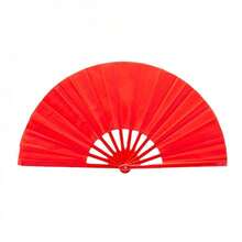 1pc Red Plastic Ribs Fan, Tai Chi Kung Fu Performance Fitness Fan, Dance Fan, Accessory For Red Costumes Summer Cooling,Beach,Travel - Red - View 9