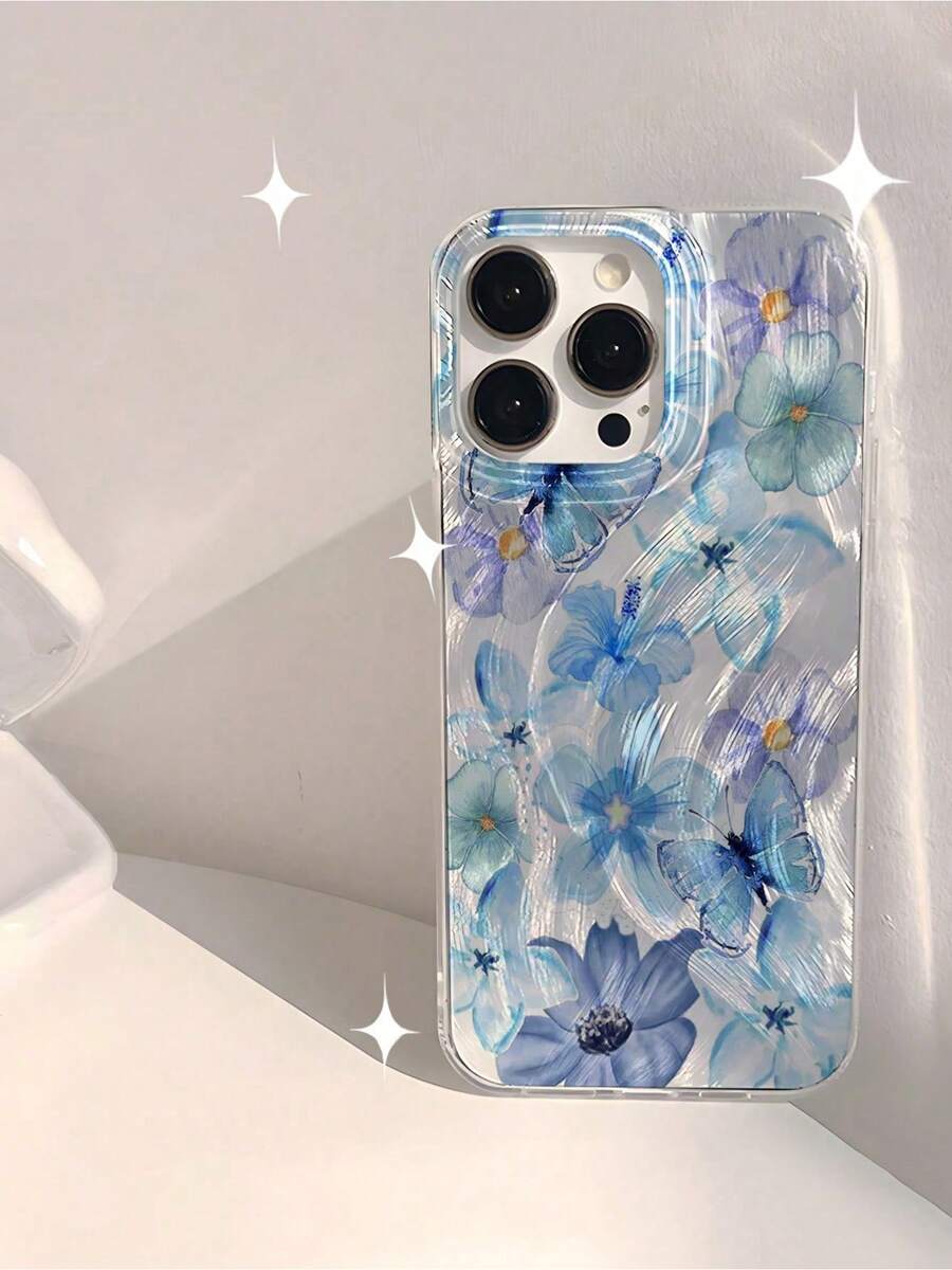 Funda para teléfono (1 unidad) Diseño de concha marina en azul brillante y naranja. Resistente al agua, a los golpes, antideslizante y suave. Compatible con phone.