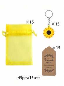45pcs Sunflower Keychains Party Favors Set, Sunflower Party Favors,Including Sunflower Key Chains Organza Bags, Thank You Kaf Tag, Thank You Kraft Labels,For Birthday, Summer Party, Wedding Party Supplies, Birthday Wedding Shower Return Gifts,Mother's Day Gifts,Birthday Gifts,Graduation Gifts,BabyShower Return Present,Hawaii,Pool Beach Party