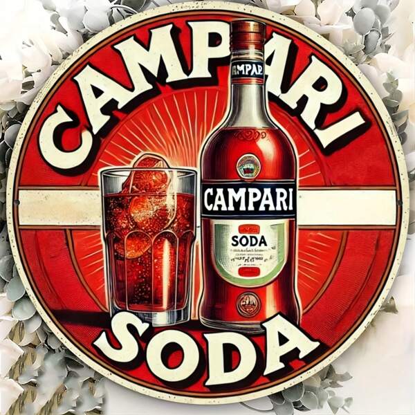 Vintage Soda 20.32x20.32cm Round Metal Sign - Retro Wall Art For Home, Bar, Cafe & Garden Decor, Perfect For Room Decor