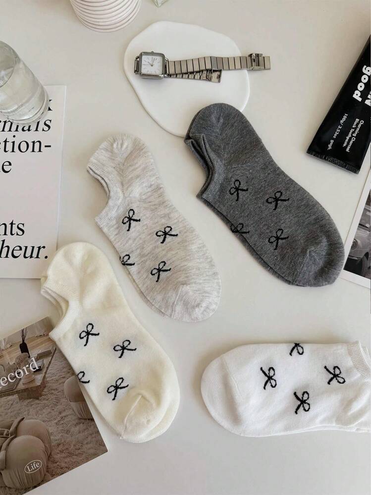 5 أزواج من الجوارب الصغيرة النسائية المزينة بعقدة...