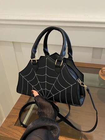 Bolso de mano, bolso de tela, bolso de hombro con forma de telaraña de moda para Halloween, monedero de Halloween, perfecto para fiestas de disfraces, moda de Halloween y moda gótica, el mejor regalo de Halloween para mujeres