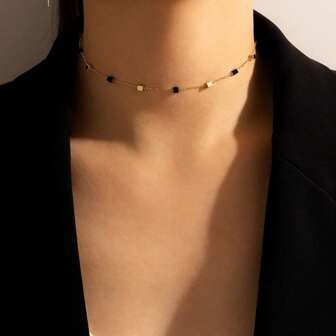 1pc Minimalist Square Necklace (Handmade, Quantity & Order May Vary)