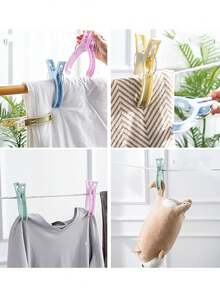 5pcs Large Plastic Clothespins, Windproof Clips For Hanging Quilts, Blankets, Clothes Drying Rack - Multicolor - View 2