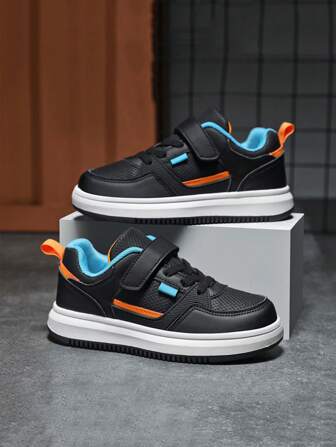 1 Pair Kids' Leather Sports Shoes, Water-Resistant, Non-Slip, Durable, Suitable For School Activities And Casual Walking