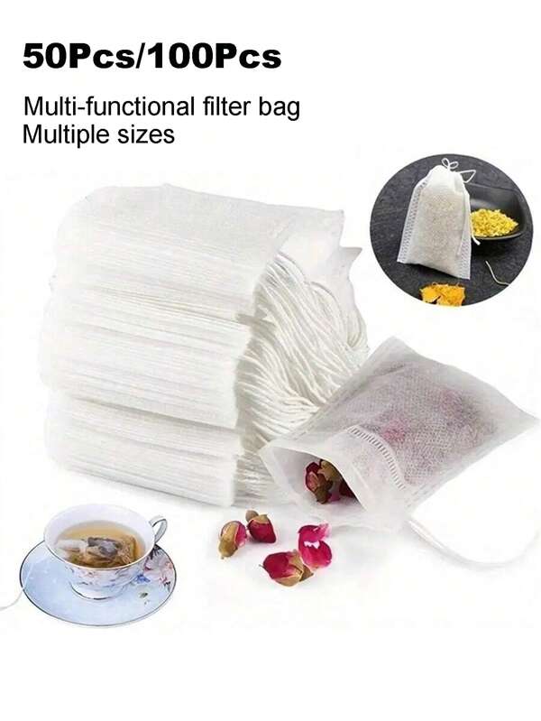 50 Stücke/100 Stücke multifunktionale Einweg-Teebeutel/Kaffeefiltertüten/Kräuterdekoktionsbeutel, Vliesstoff-Siebbeutel zum Kochen, Suppe, Einkochen Rückkehr zur Schule