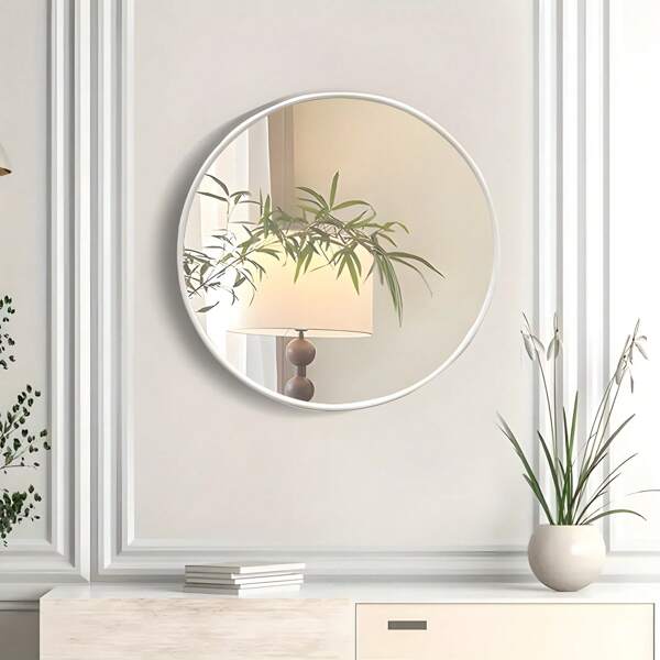 1 pezzo Specchio rotondo da parete, decoro domestico minimalista, specchio da trucco creativo da parete adatto per soggiorno, camera da letto, bagno, camera d estudiante, decorazione appesa