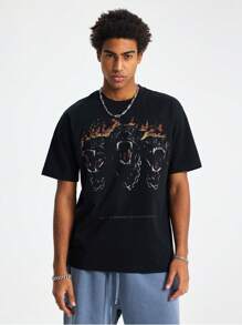 Tiny Spark Camiseta de manga corta casual con estampado de letras para uso diario de hombres, verano