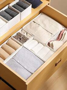 6 piezas, Caja de almacenamiento plegable de tela no tejida reforzada, caja pequeña de cajón, caja de almacenamiento plegable para armario, caja de almacenamiento para ropa interior, caja de organización de escritorio - Beis - Ver 4