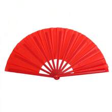1pc Red Plastic Ribs Fan, Tai Chi Kung Fu Performance Fitness Fan, Dance Fan, Accessory For Red Costumes Summer Cooling,Beach,Travel - Red - View 8