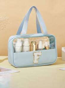 1PC Transparent PVC Toiletry Bag For Makeup Tools Letters Makeup Bag Water-Proof Portable Chenille Letter Zipper Make Up Organizer Minimalist Initial Letter Patch Travel Toiletry Bag For Women For Bathroom Monogram Wash Bag (Letter A~Z) Gift For Mom Beach Bag Beach Essentials Beach Towel Organizer Beach Accessories Beach Stuff Holiday Bag Holiday Essentials For Winter And Fall For Vacation Valentine's Day Makeup Travel Toiletry Organizer Clear Essentials Gifts Storage Zipper Accessories Nail
