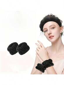 2pcs Facial Wrist Strap Towel, Absorbent Strap Wrist, Washband Face Wash Straps, Reusable Spa Headband Wrist, Microfiber Headband, Wristbands For Women, Facial Make-Up Hairbands Adjustable Elastic, For Yoga Sports Sweat Absorber Strap - Multicolor - View 5