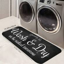 1pc Versatile Easy-To-Clean Laundry Room Printed Lightweight Foldable High Elastic Absorbent Quick Drying Non-Slip Washable Floor Mat, Bathroom Mat, Corridor Mat - Black - View 8