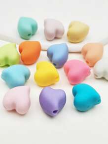 10pcs Sweet & Cute Colorful Heart Shape Beads, DIY Jewelry Making & Decoration Beads, Can Be Used For Necklaces, Bracelets, Earrings, Keychains, Phone Chains, Bag Charms
