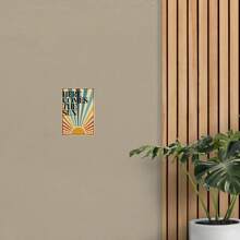 1 pièce Vintage 'Here Comes The Sun' Panneau Métallique, Art Mural Rustique en Fer avec Rayures Colorées pour la Maison, le Bar, la Cuisine, le Jardin, la Salle de Bain, Parfait pour la Décoration de la Pièce