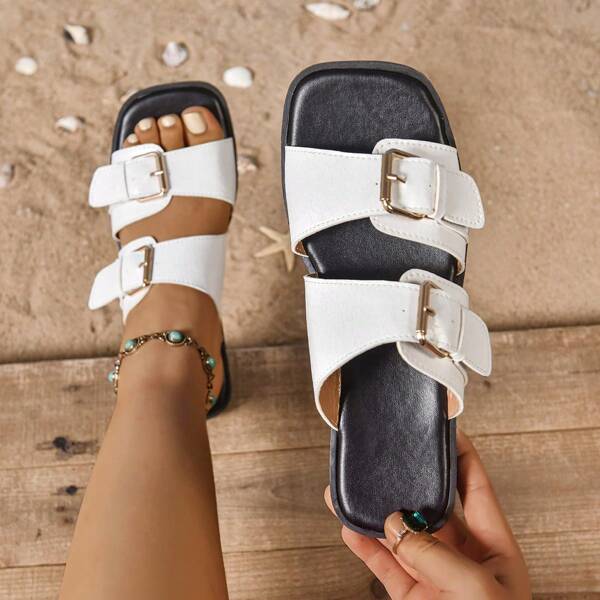 Women's Flat Sandals, Fashion Summer Open-Toe Shoes, Comfortable Fit, Slip-On Design, Suitable For Daily Wear And Casual Outings