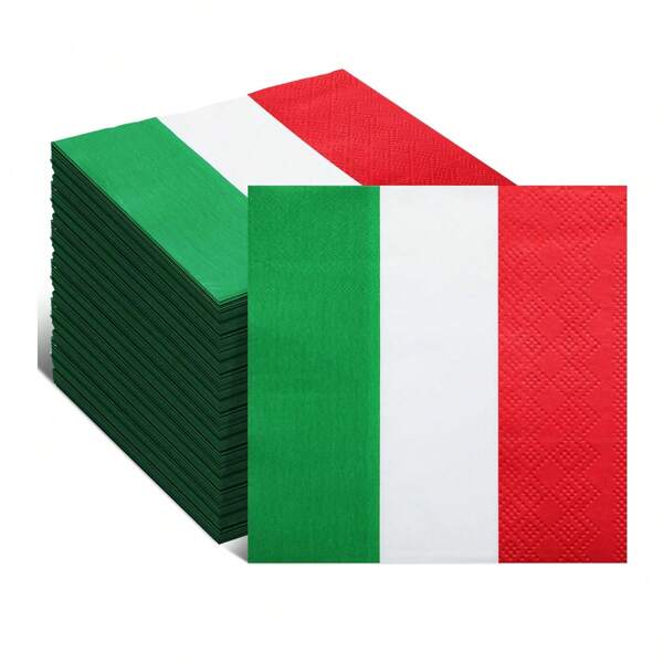 Guardanapos italianos a granel vermelho branco verde guardanapos de coquetel de almoço bandeira da Itália lenços de papel descartáveis utensílios de mesa temáticos da Itália para decoração de festa italiana de família de Natal