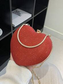 Premium Glitter Handbag & Mini Box Cosmetic Bag - Red - View 5