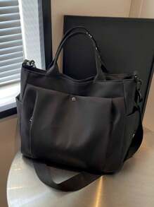 Casual Style Plain With Adjustable Strap Large Capacity Shoulder Tote Bag,Cross Body Bag Everyday Bag, Etc. Perfect For Daily Use - Suitable For Traveling, Work Or Shopping,University, College Classroom , Commute,School, Etc. For Women, Rookies & White-Collar Workers,Girl, College Students,Young Girl, Tote Bags For Women, College Essentials