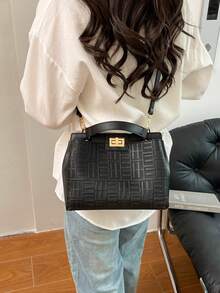 Dedoo Tas jinjing bolak-balik bergaya retro Eropa yang modis untuk wanita, dicetak khusus dengan bahan tahan gores, cocok sebagai hadiah liburan atau untuk ibu-ibu paruh baya, desain kapasitas besar memenuhi kebutuhan perjalanan dan belanja sehari-hari, dapat digunakan sebagai tas bahu, tas selempang, atau tas tangan, tas komuter yang praktis. - Hitam - View 6