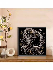 1 pezzo Set di pittura a diamante a forma di donna elegante, kit fai-da-te 5D con diamanti a forma speciale e cristallo, decorazione murale domestica, adatto per soggiorno, camera da letto, studio, corridoio, senza cornice 30cm*30cm