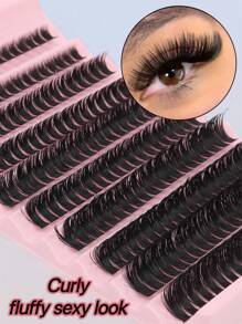 200 piezas de pestañas individuales con rizos de 8-16 mm, extensiones de volumen 80D esponjosas, pestañas postizas de falso mink reutilizables