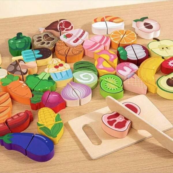 1 set - Juego de frutas y verduras de madera para cocina de juego de niños, regalo de Navidad para niños y niñas, juguetes de madera, comida de juego, juguetes de cocina, comida, juguetes de cocina para niñas, set de cocina de juego, juguete de juego de roles, juguetes de cocina para niños, supermercado de juego, comida para niños, juguetes de madera, juguetes de cocina, comida de juguete