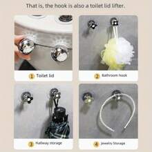 2pcs/Set Flower Toilet Cover Lifter Adhesive Toilet Seat Handle Lifting Device Non-Dirty Hand Toilet Lid Lift The Lid Device