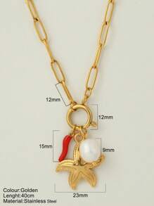 1 pièce Bijou personnalisé, collier de style océan avec pendentif à la mode en forme d'étoile de mer, de coquillage et de dauphin, collier à porter au quotidien
