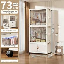 5/4/3/2/1 Layer Folding Wardrobe Closet, No Installation Required, Plastic Storage Cabinet For Baby Clothes, Household Use For Living Room And Bedroom