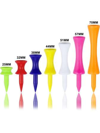 10/20 piezas Tees de golf de plástico, Tees de golf de 26MM/32MM/38MM/57MM Tees de castillo largos y cortos, portátiles y profesionales para la práctica de golfistas