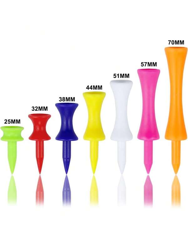 10/20 piezas Tees de golf de plástico, Tees de golf de 26MM/32MM/38MM/57MM Tees de castillo largos y cortos, portátiles y profesionales para la práctica de golfistas