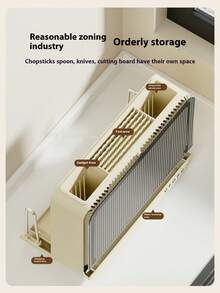 Knife Holder Organizer. All-In-One Kitchen Countertop Chopstick Knife Holder And Cutting Board. Storage Rack. Multi-Functional Draining Knife Rack