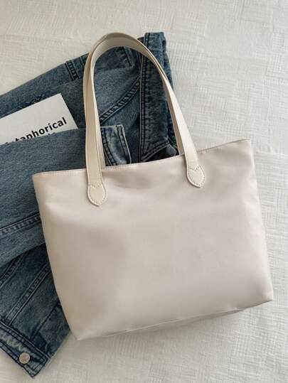 Fashionable Solid Color Simple Large Capacity Shoulder Tote Bag, Suitable For Shopping, Wallets, Shopping, Young Women, College Students, Newcomers, White-Collar Workers. They Are Very Suitable For Offices, Universities, Work, Business, Commuting, Outdoor Activities, Travel, And Outings, Tote Bags For School,College Essentials