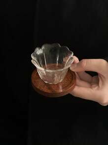 1 Set Glass Cup & Saucer, Japanese Style Transparent Heat-Resistant Small Wine Glass & Tea Cup, Suitable For Enjoying Tea Time, Applicable For Kitchen, Dining Room, Living Room, Wedding, Party, Gift, Birthday, Christmas, Kitchen Drinkware