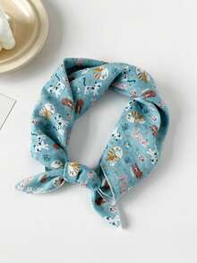 1pc Women Small Scarf/Handkerchief/Head Scarf, European & American Style Versatile Cashew Flower Print Linen Scarf/Neckerchief/Bandana, Summer Beach For Dress - Multicolor - View 20
