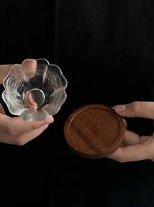 1 Set Glass Cup & Saucer, Japanese Style Transparent Heat-Resistant Small Wine Glass & Tea Cup, Suitable For Enjoying Tea Time, Applicable For Kitchen, Dining Room, Living Room, Wedding, Party, Gift, Birthday, Christmas, Kitchen Drinkware