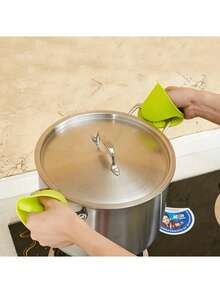 2pcs/Set Silicone Oven Glove & Pot Holder Set, Heat-Resistant Kitchen Gloves & Mini Pot Handle Cover For Cooking And Baking, Kitchen Stuff Camping Camping Stuff - Multicolor - View 3