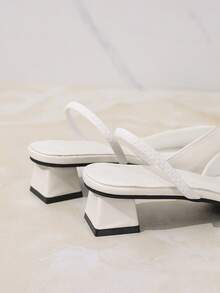 Fall/Winter 2025 Women High Heel Pumps, White High Heel Shoes With Back Strap Velvet Pointed Toe Mule, Elegant,Elegant - White - View 6