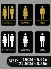 1pc WC Plate, Multi-Style Acrylic Washroom Sign, Toilet Door Plate Indicator, Restroom Identification Plaque Wall Decor Room Decor Stickers Wallpaper Wall Paper Wall Stickers Wall Sticker