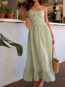 Vestido de tirantes elegante de unicolor para vacaciones en la playa, turismo, festival de música, Día de la Madre, temporada de graduación